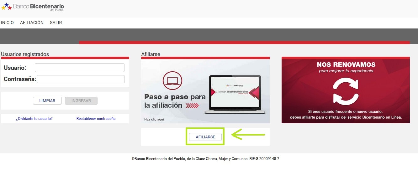 afiliación al banco bicentenario en línea
