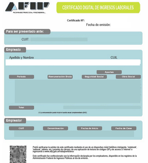 Certificado digital de ingresos laborales