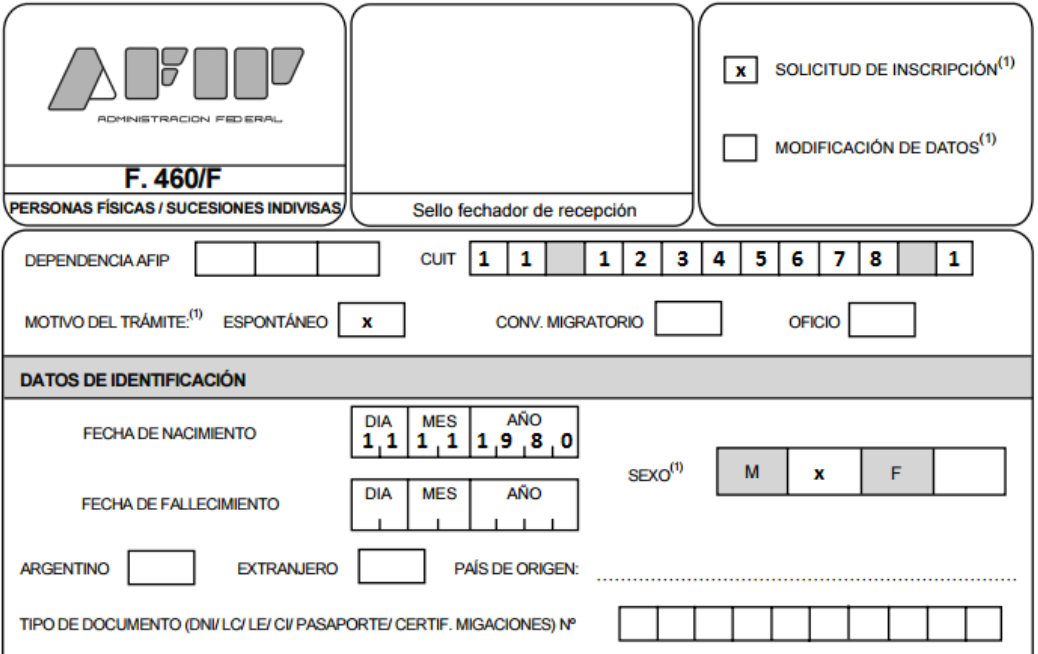 modelo formulario 460