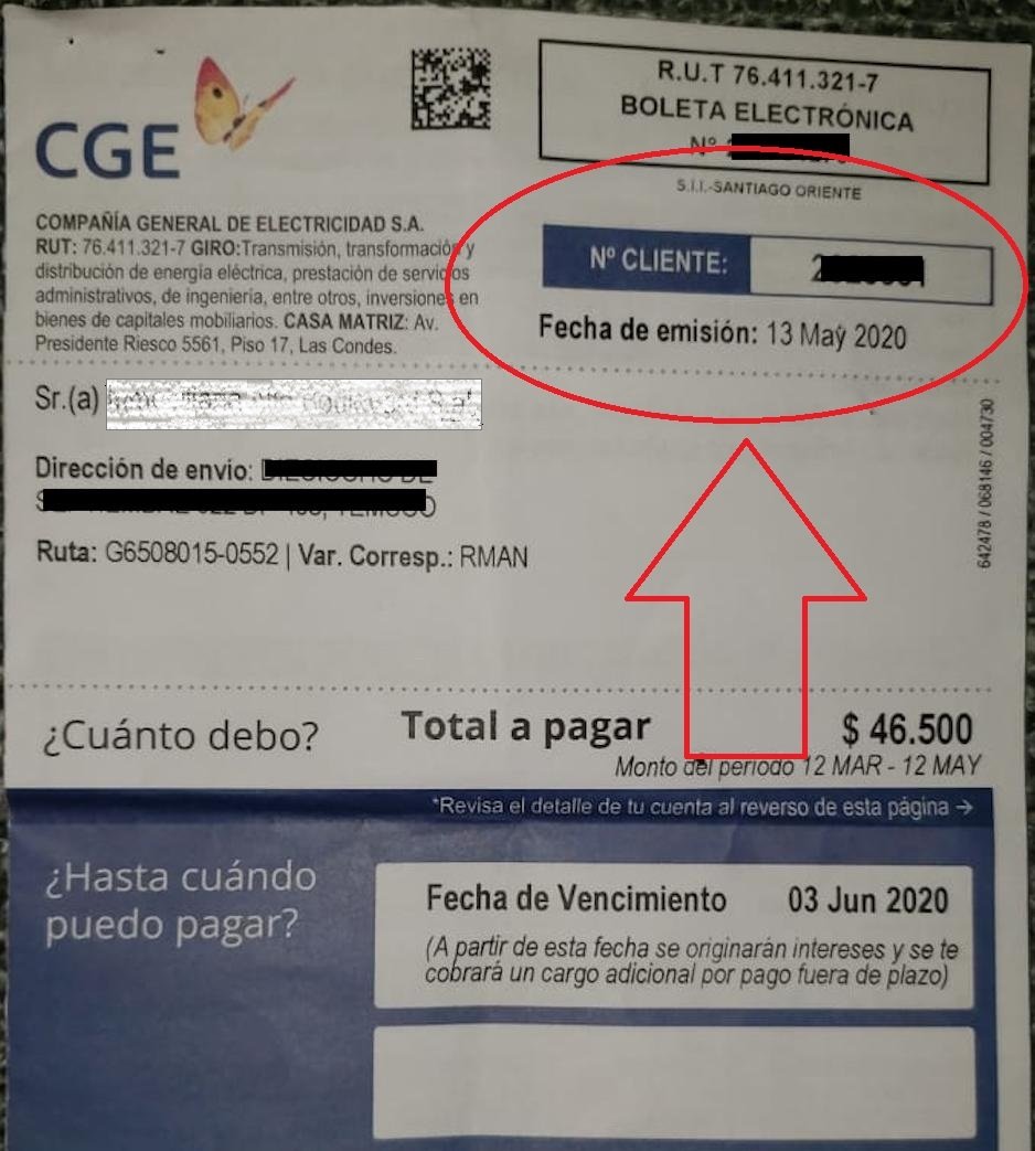 Para el pago en línea CGE N° de cliente