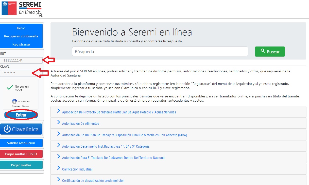 resolución sanitaria seremi web